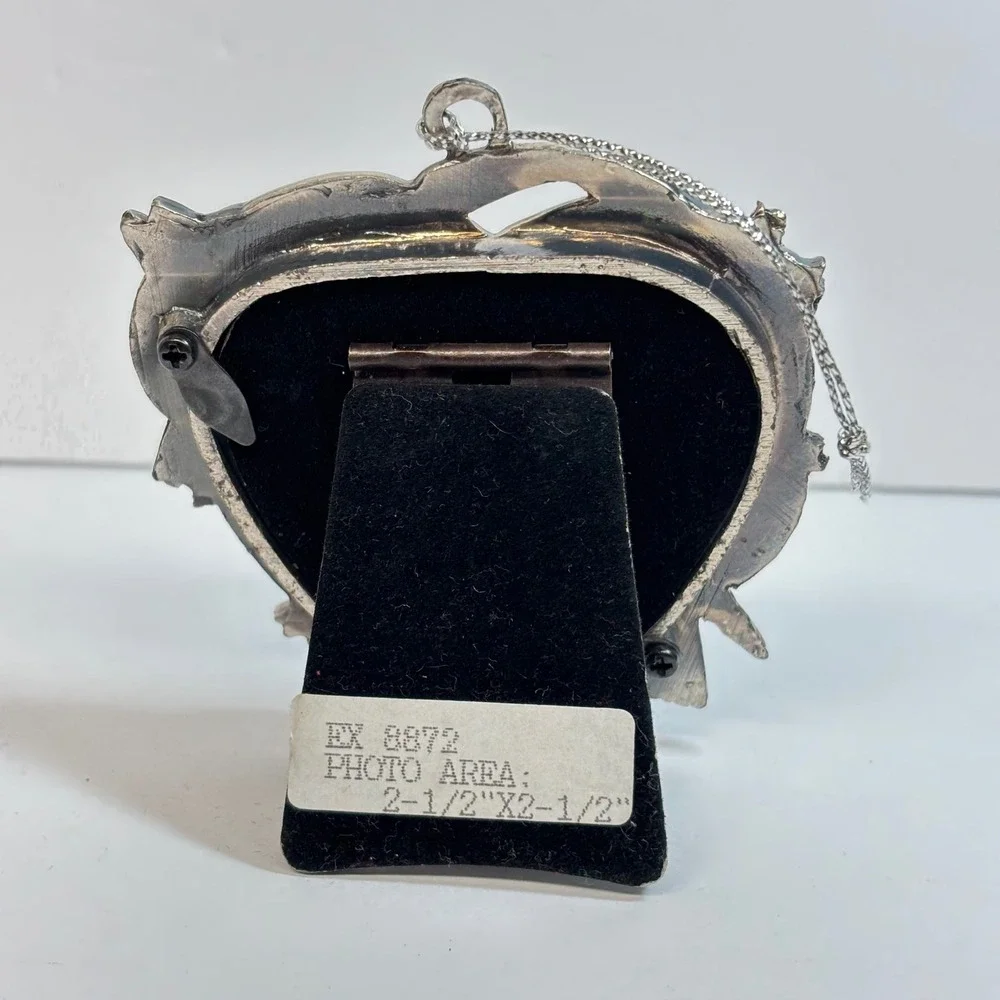 Vintage Pewter Christmas Ornament Our 1st Heart Photo Frame